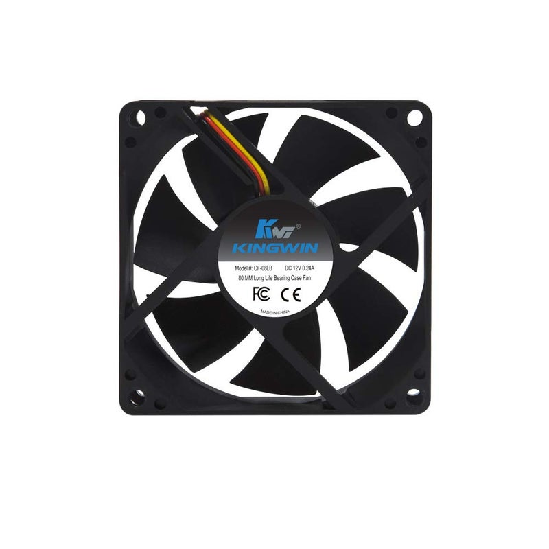 Kingwin 80mm Silent Fan â€“ Quiet PC Cooling Fan for Computer Cases, CPU Coolers, Mining Rigs â€“ Long Life Bearing, Maximum Airflow, Low Noise, 80mm Computer Case Fan â€“ Black - Image 4